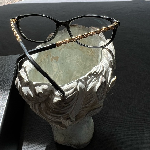 CHANEL 3221-Q Beige Leather Glasses Frames Chain Link EUC Italy Emma Watson - Picture 7 of 16